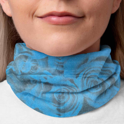 Blue Abstract Rose Seamless Unisex Bandana