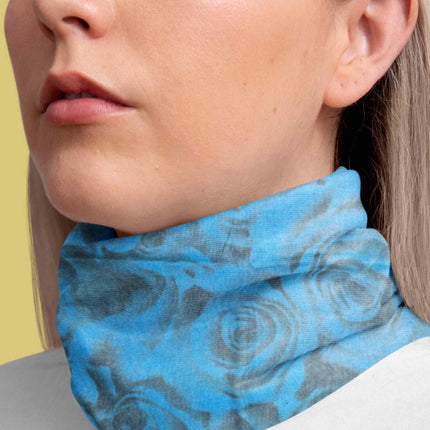 Blue Abstract Rose Seamless Unisex Bandana