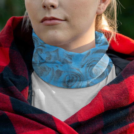 Blue Abstract Rose Seamless Unisex Bandana