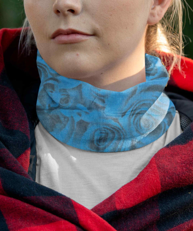 Blue Abstract Rose Seamless Unisex Bandana