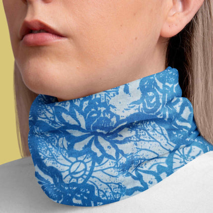 Blue Artistic Botanical Unisex Seamless Bandana