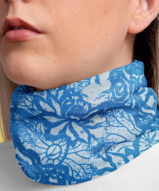 Blue Artistic Botanical Unisex Seamless Bandana