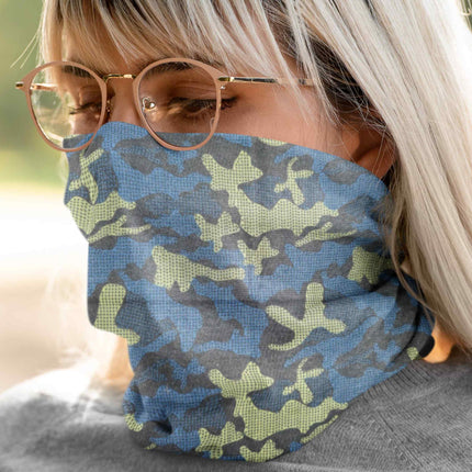 Blue Camo Print Seamless Unisex Bandana