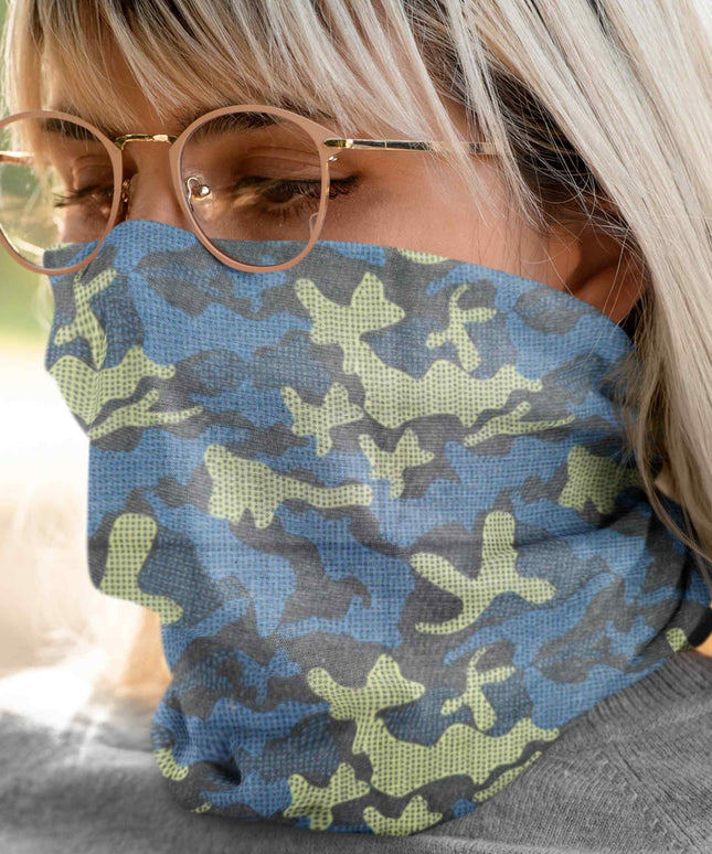 Blue Camo Print Seamless Unisex Bandana