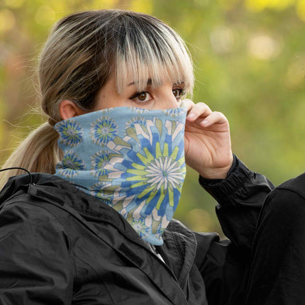 Blue Green Mandala Print Seamless Unisex Bandana