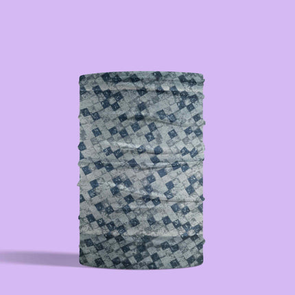 Blue Grey Checkered Seamless Unisex Bandana