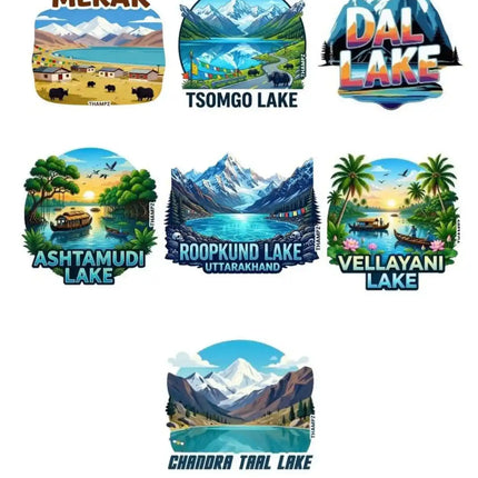 Blue Trails of India 3D Embossed Flexible Fridge Magnets (Set of 7) – Nature Travel Souvenir Set
