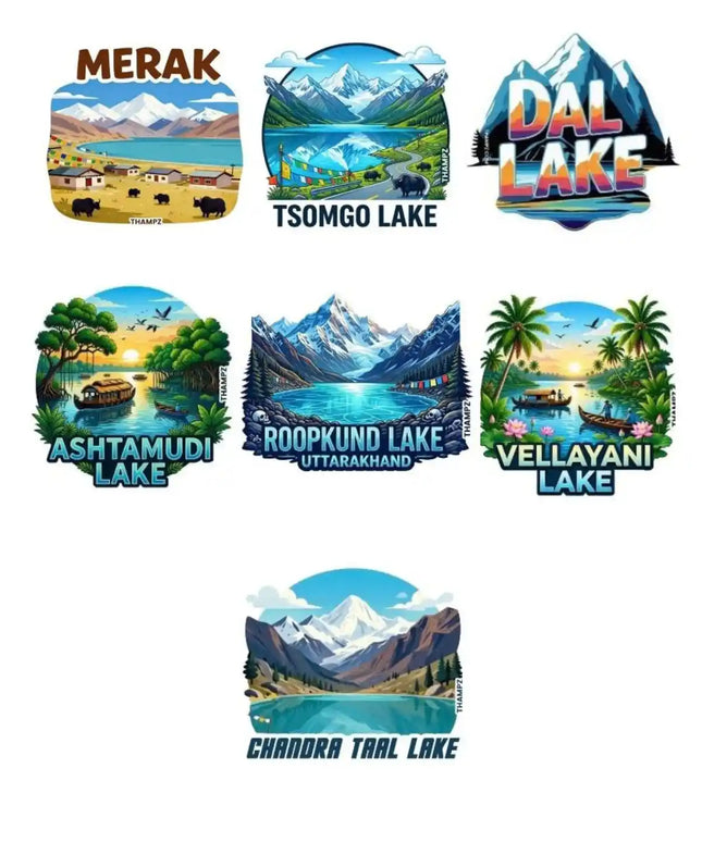 Blue Trails of India 3D Embossed Flexible Fridge Magnets (Set of 7) – Nature Travel Souvenir Set