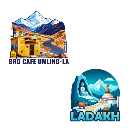 bro cafe  ladakh 3d embossed flexible fridge magnet combo set of 2 05mm premium travel souvenir