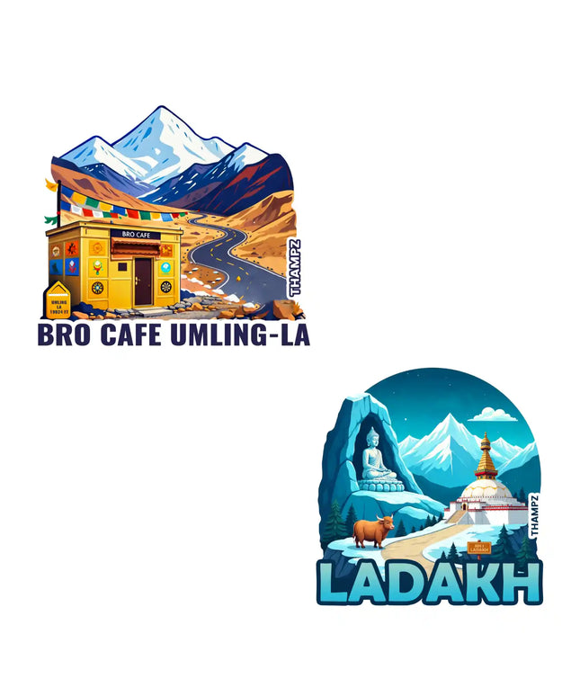 bro cafe  ladakh 3d embossed flexible fridge magnet combo set of 2 05mm premium travel souvenir