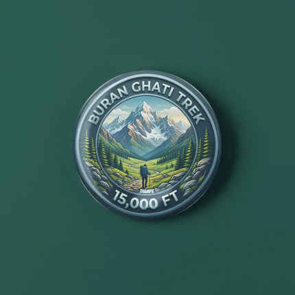 Buran Ghati Trek Pin Badge – 15,000 FT Himalayan Trekking Travel Souvenir & Adventure Collectible