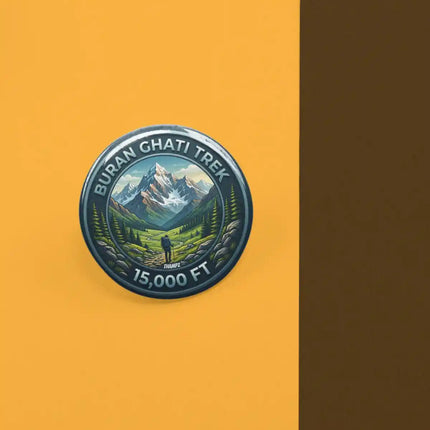 Buran Ghati Trek Pin Badge – 15,000 FT Himalayan Trekking Travel Souvenir & Adventure Collectible