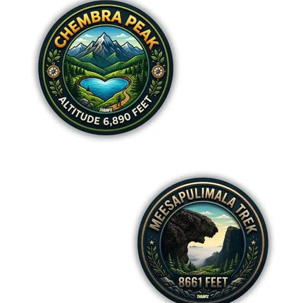 Chembra Peak  Meesapulimala Trek Metal Pin Badges Set of 2  Kerala Adventure Souvenir Collection