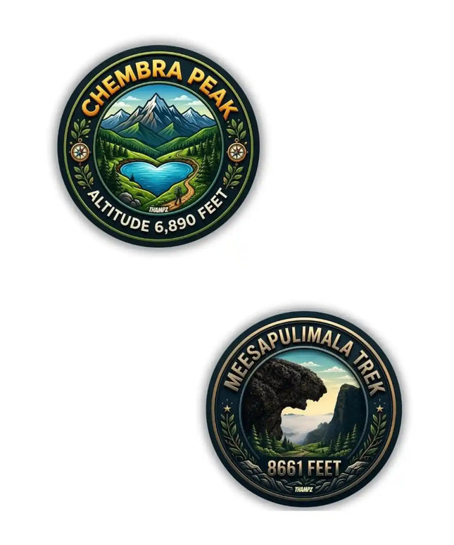 Chembra Peak  Meesapulimala Trek Metal Pin Badges Set of 2  Kerala Adventure Souvenir Collection
