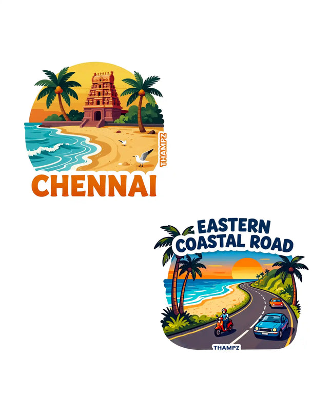 chennai  east coast road 3d embossed flexible fridge magnet combo set of 2 05mm premium travel souvenir