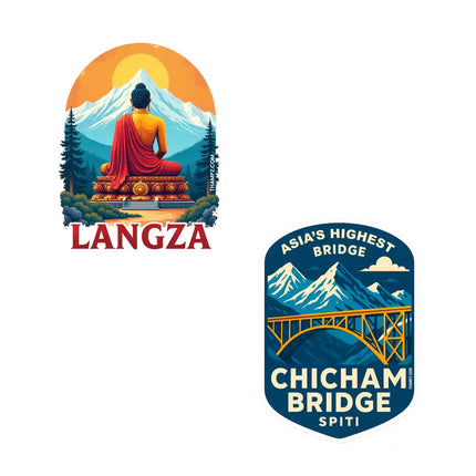chicham bridge  langza 3d embossed vinyl stickers combo set of 2 premium die cut travel souvenir