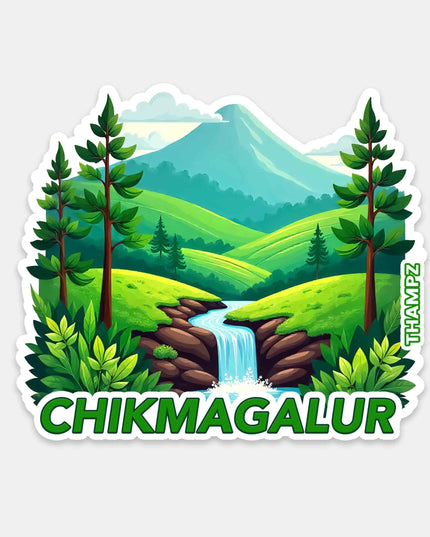 Chikmagalur Hills & Waterfall Vinyl Travel Sticker