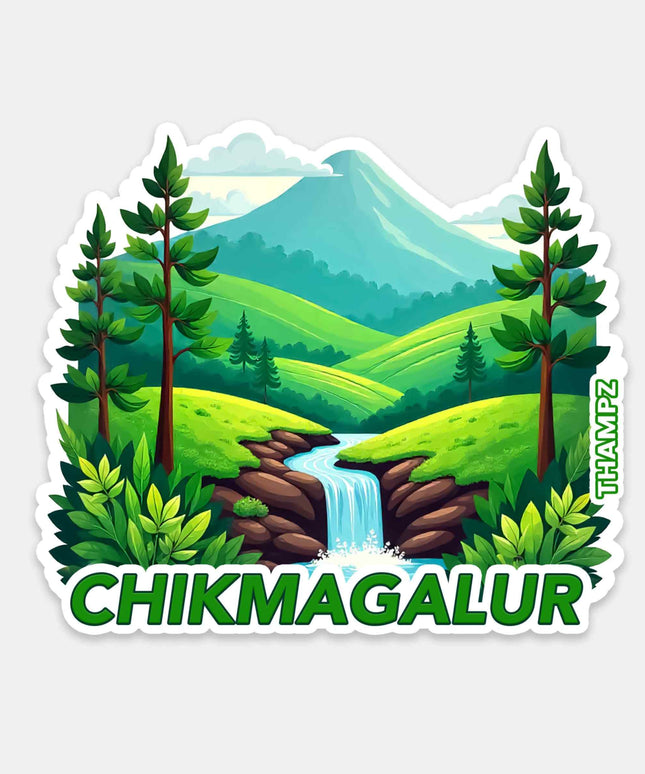 Chikmagalur Hills & Waterfall Vinyl Travel Sticker