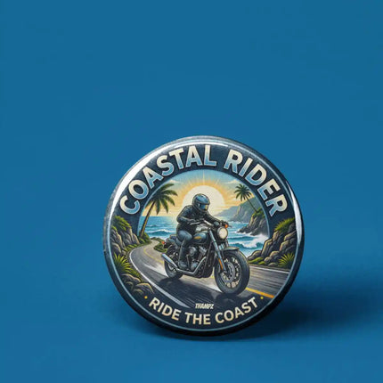 Coastal Rider Pin Badge – Ride the Coast Motorcycle Travel Souvenir, Biker Gift & Adventure Collectible