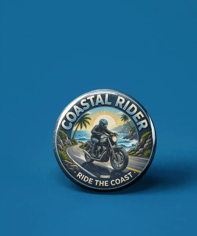 Coastal Rider Pin Badge – Ride the Coast Motorcycle Travel Souvenir, Biker Gift & Adventure Collectible