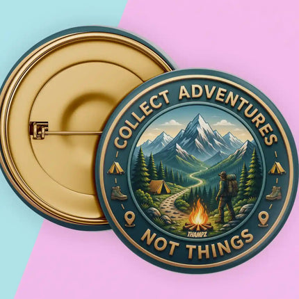 Collect Adventures Not Things Pin Badge – Adventure Travel Souvenir, Hiking & Camping Lover Gift, Outdoor Collec