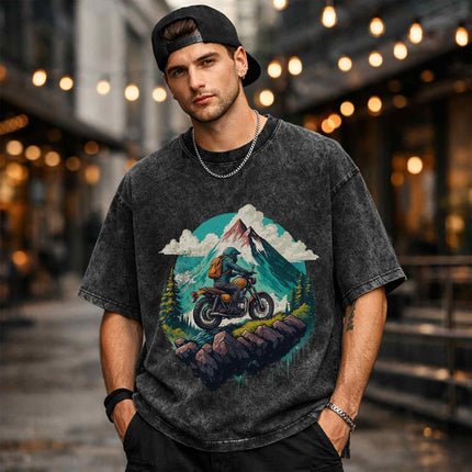 Conquer The Mountains Oversized Unisex Acid Wash T Shirt
