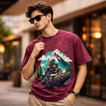 Conquer The Mountains Oversized Unisex Acid Wash T-Shirt