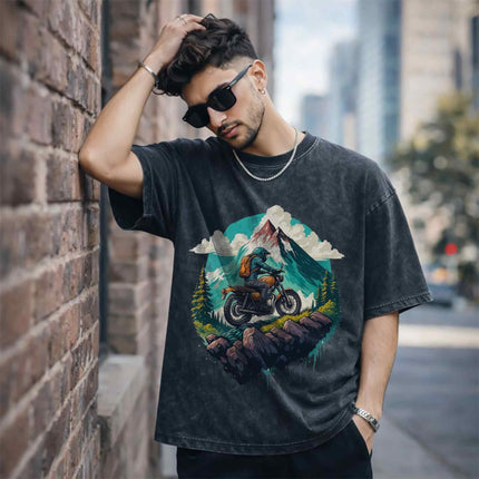 Conquer The Mountains Oversized Unisex Acid Wash T-Shirt