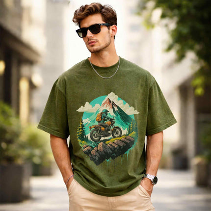 Conquer The Mountains Oversized Unisex Acid Wash T-Shirt