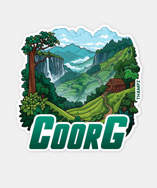 Coorg Hills & Waterfall Vinyl Travel Sticker