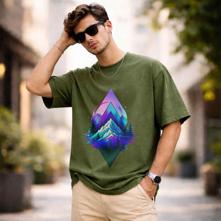 Cosmic Mountain Oversized Unisex Acid Wash T-Shirt