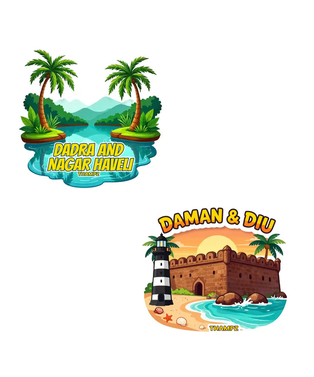 dadra nagar haveli  daman diu 3d embossed flexible fridge magnet combo set of 2 05mm premium travel souvenir