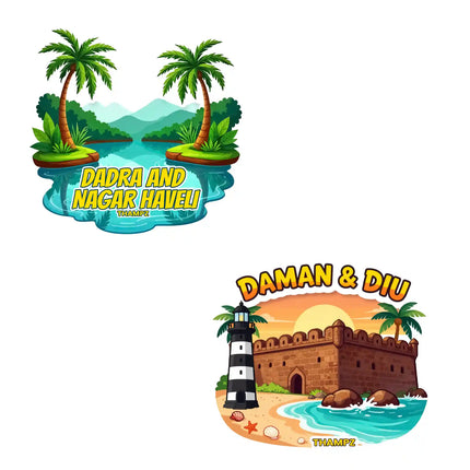 dadra nagar haveli  daman diu premium matte vinyl stickers combo set of 2 die cut premium travel souvenir