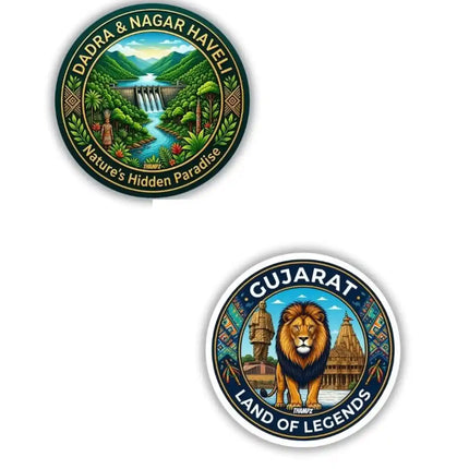 Dadra  Nagar Haveli  Gujarat Metal Pin Badges Set of 2  Western India Travel Souvenir Collection