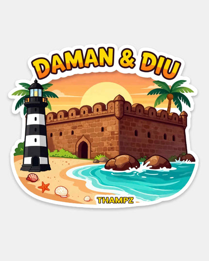 Daman & Diu Coastal Heritage Vinyl Travel Sticker