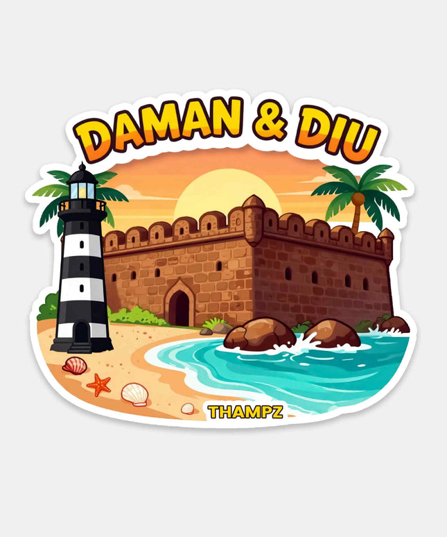 Daman & Diu Coastal Heritage Vinyl Travel Sticker