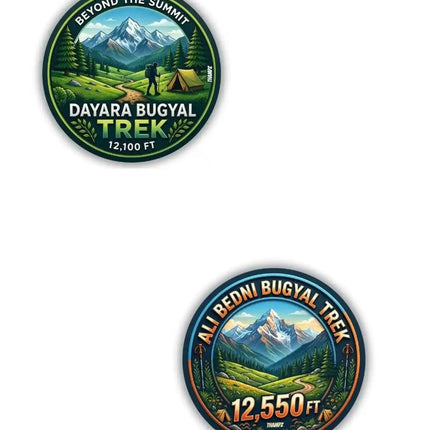 Dayara Bugyal Trek  Ali Bedni Bugyal Trek Metal Pin Badges Set of 2  Uttarakhand Himalayan Adventure Souvenir Collection