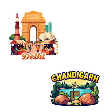 delhi  chandigarh 3d embossed flexible fridge magnet combo set of 2 05mm premium travel souvenir