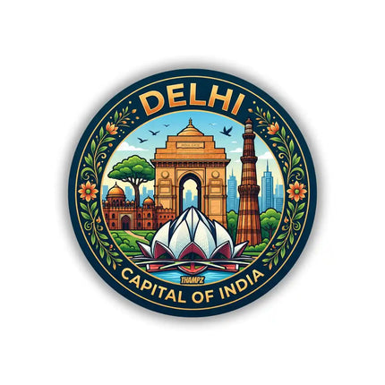 Delhi India Gate & Qutub Minar Pin Badge – Iconic Travel Souvenir