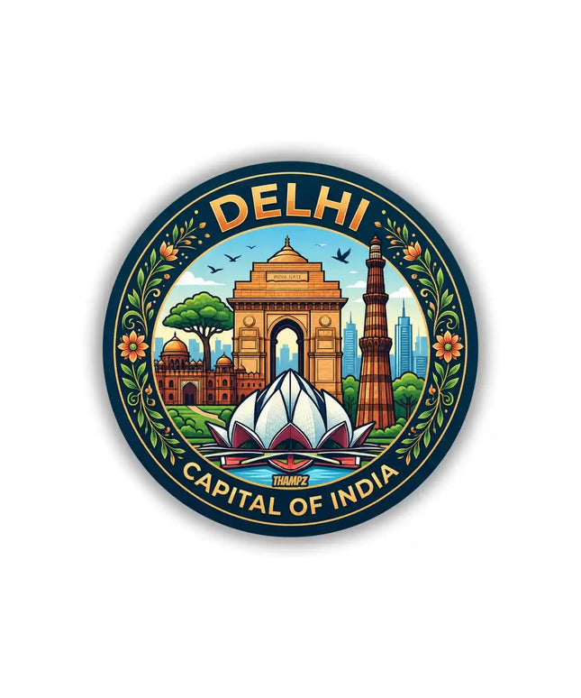 Delhi India Gate & Qutub Minar Pin Badge – Iconic Travel Souvenir