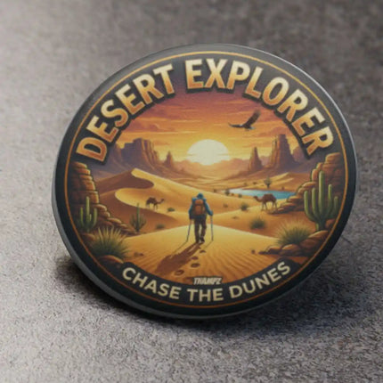 Desert Explorer Adventure Pin Badge – Desert Travel Souvenir