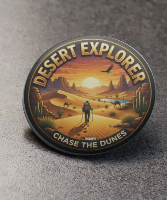 Desert Explorer Adventure Pin Badge – Desert Travel Souvenir