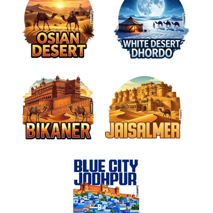Desert Legends of Western India 3D Embossed Flexible Fridge Magnets (Set of 5) – Desert Travel Souvenir Set