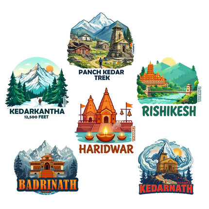 dev bhoomi uttarakhand 3d embossed flexible fridge magnet combo set of 6 05mm spiritual collection