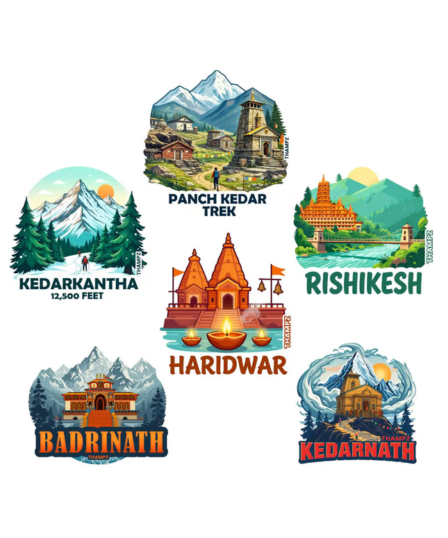 dev bhoomi uttarakhand premium matte vinyl stickers combo set of 6 die cut divine collection