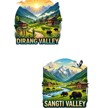 Dirang Valley & Sangti Valley Fridge Magnet – Arunachal Pradesh Travel Souvenir & Collectible