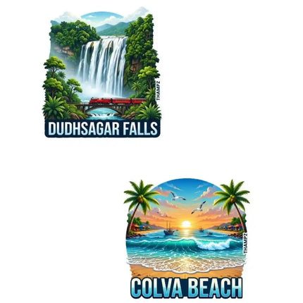 Dudhsagar Falls & Colva Beach Fridge Magnet – Goa Travel Souvenir & Collectible