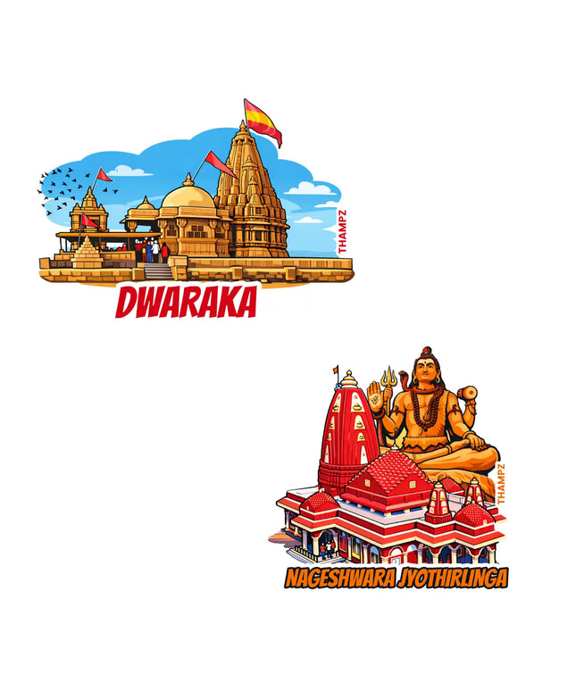 dwarka  nageshwar jyotirlinga 3d embossed vinyl stickers combo set of 2 premium die cut travel souvenir