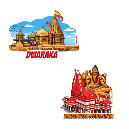 dwarka  nageshwar jyotirlinga 3d embossed flexible fridge magnet combo set of 2 05mm premium travel souvenir