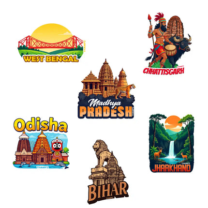 east  central india states 3d embossed flexible fridge magnet combo set of 6 05mm explorer collection